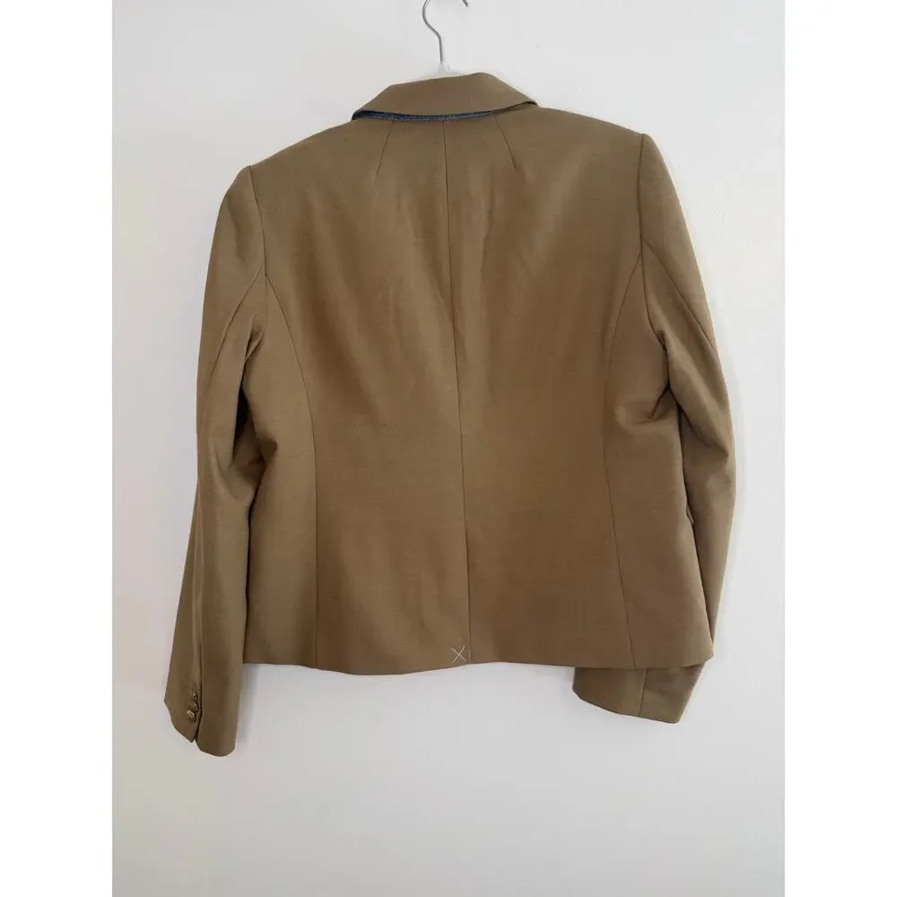 J.Crew Schoolboy Blazer Camel Tan Gold Button Wool Blend NWT Size 14 - Picture 5 of 14